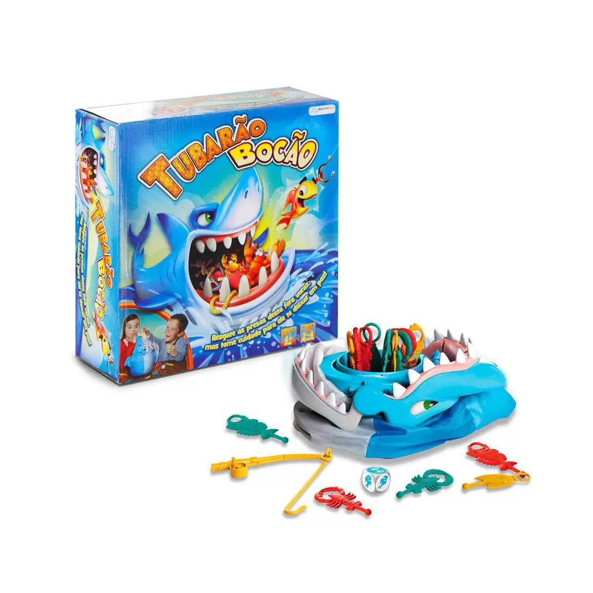 Brinquedo Jogo Tubarão Bocão com Vara de Pescar Multikids - BR753