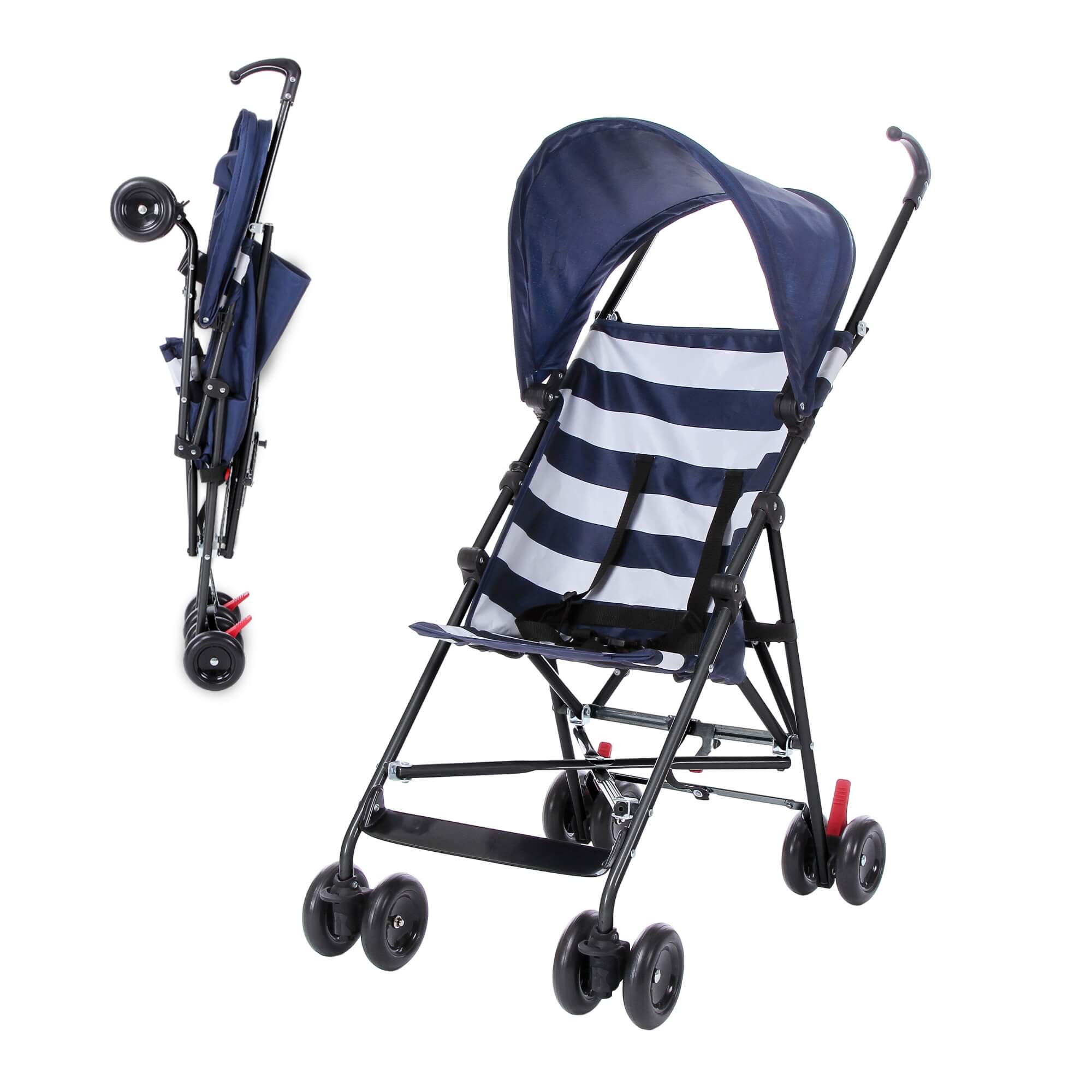 Carrinho de Bebê Guarda-Chuva Baby Navy Capota Retrátil e Removível até 15kg Azul Multikids - BB557