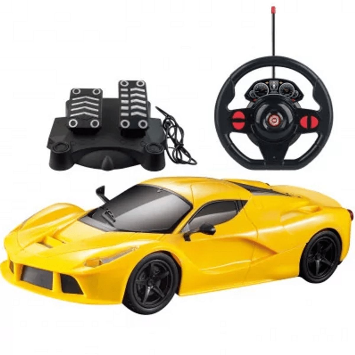 Brinquedo Carrinho Radio Controle com Volante e Pedal Racing Speed X Luz Amarelo Multikids-BR1143