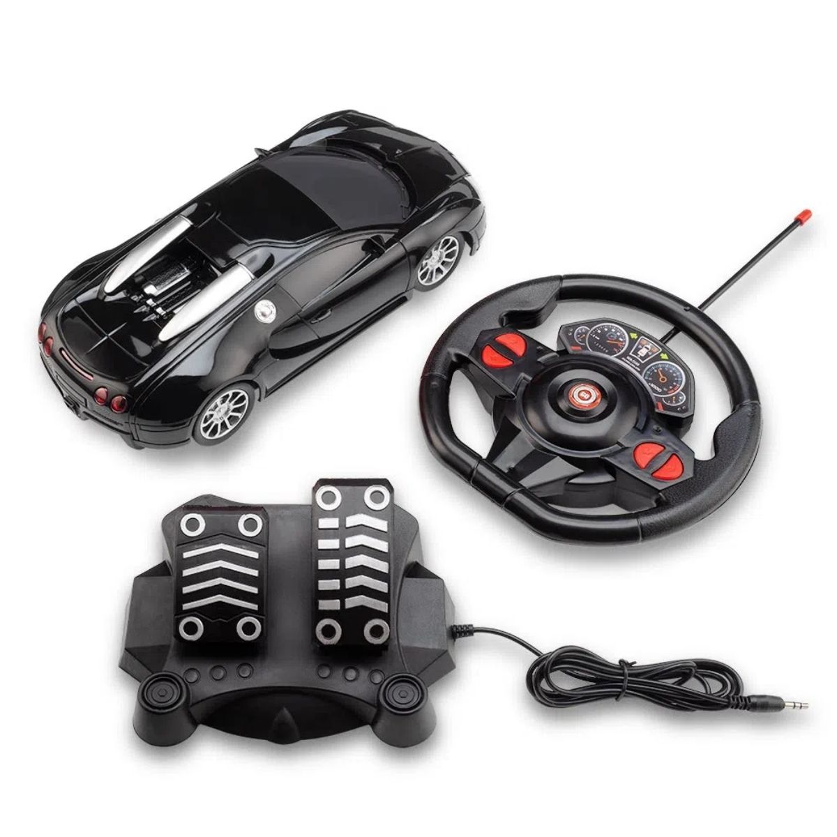 Carrinho com Volante e Pedal Racing Control Nitro Preto Multikids - BR1147