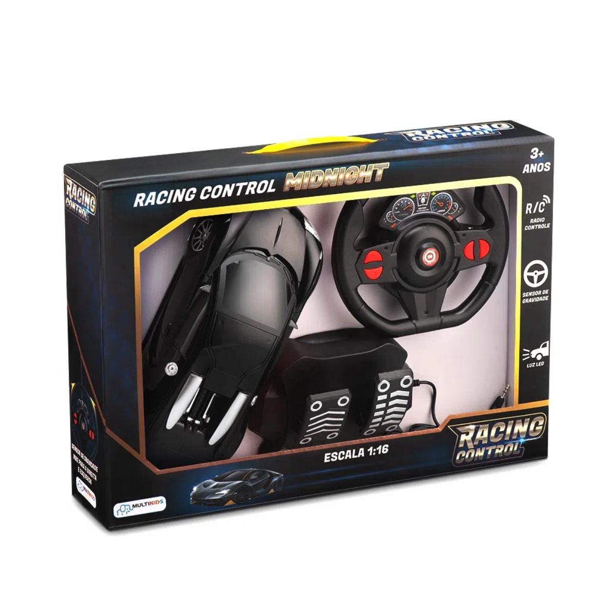Carrinho com Volante e Pedal Racing Control Nitro Preto Multikids - BR1147