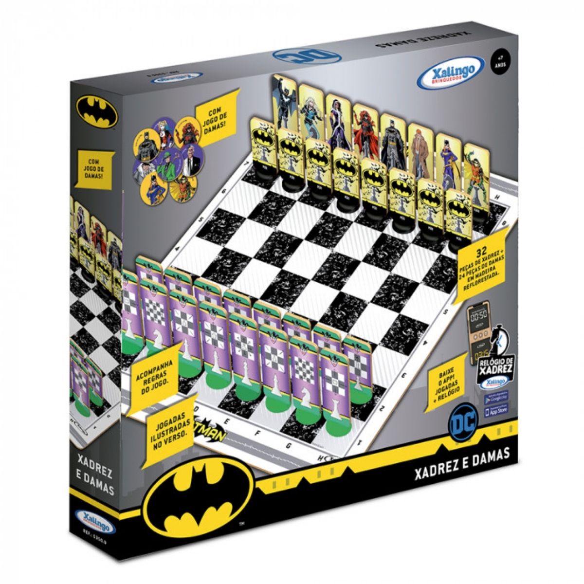 Brinquedo Jogo Xadrez e Damas Batman 56 peças Xalingo - 53509