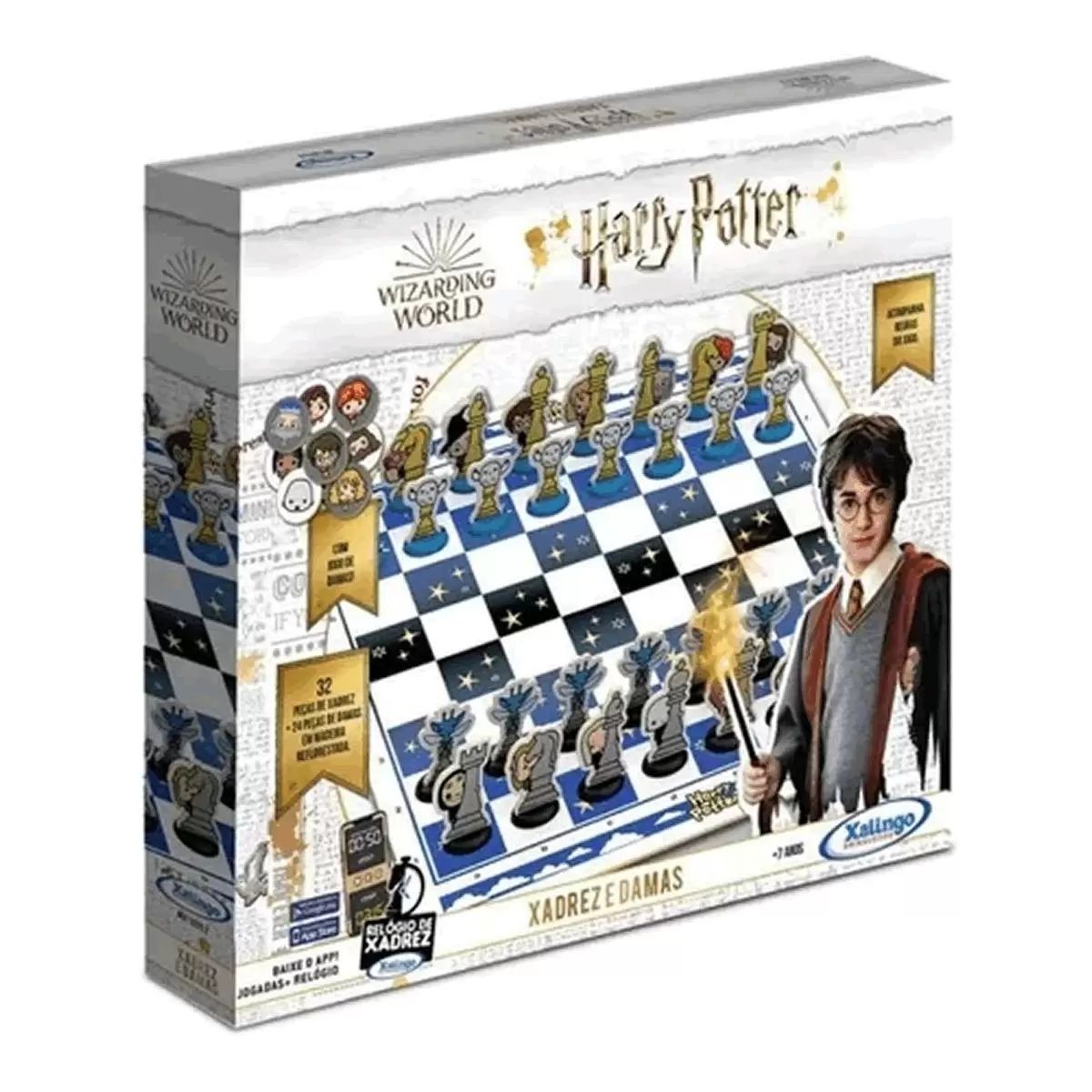 Jogo  Xadrez e Damas Harry Potter em Madeira/Plástico Xalingo - 5373.2