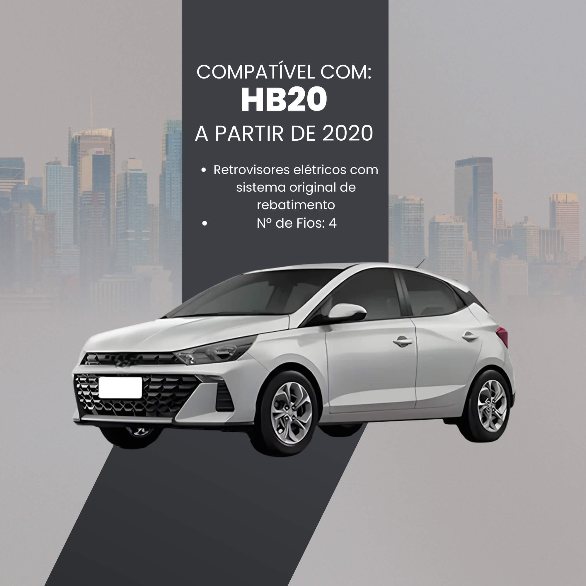 Módulo Automação de Retrovisores compatível com HB20 A partir de 2020 Tury - PARK3.22.4DO