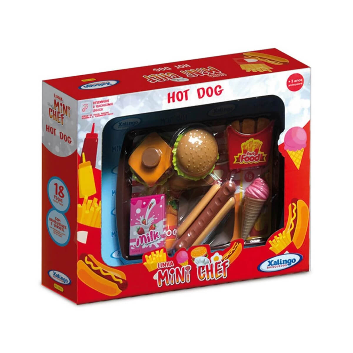 Brinquedo Mini Chef Hot Dog 18 Peças Xalingo - 1587.6
