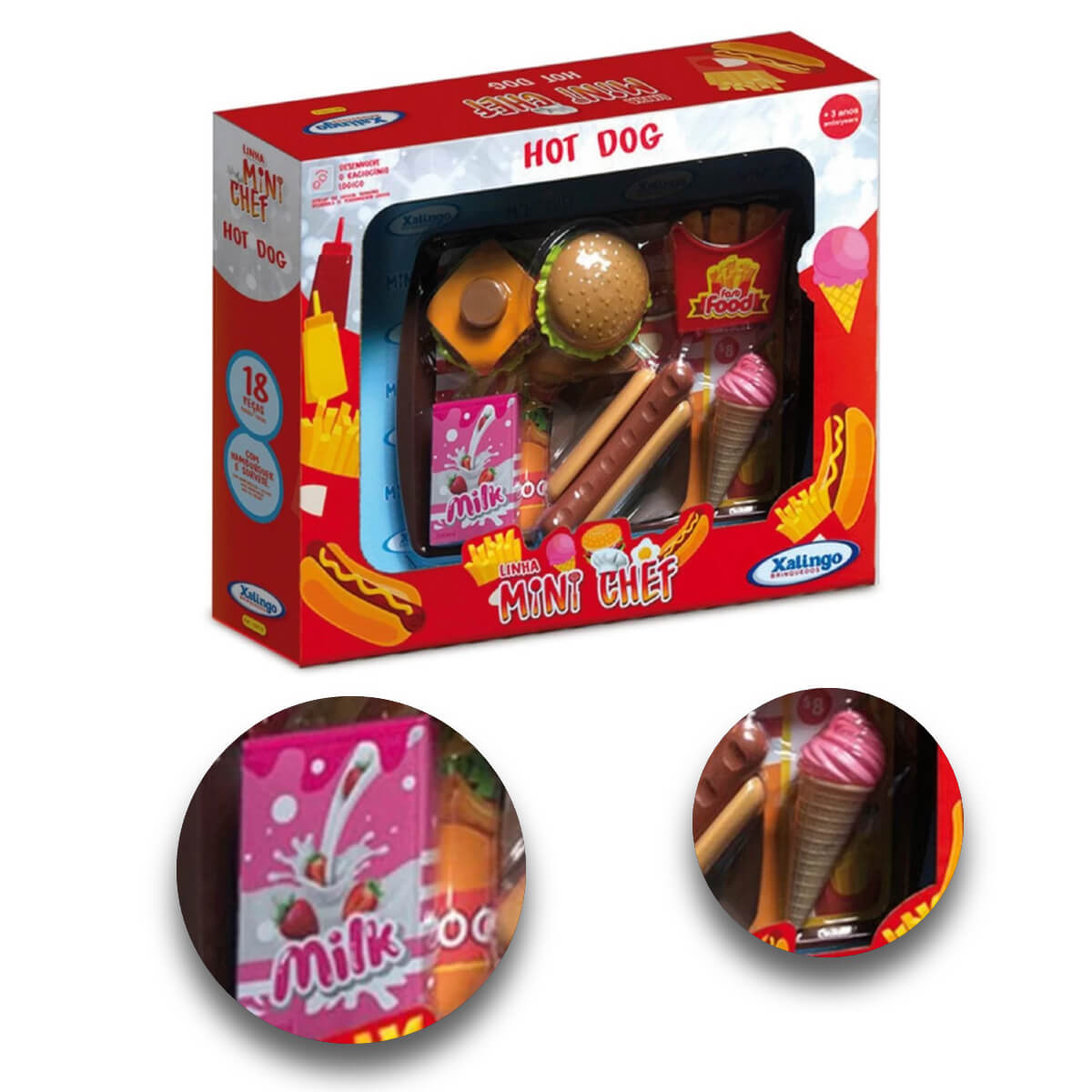 Brinquedo Mini Chef Hot Dog 18 Peças Xalingo - 1587.6