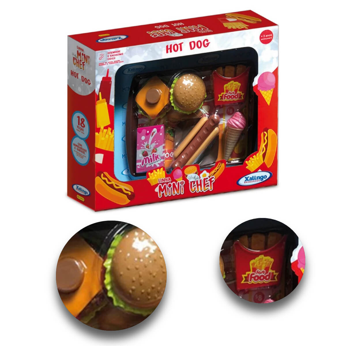 Brinquedo Mini Chef Hot Dog 18 Peças Xalingo - 1587.6