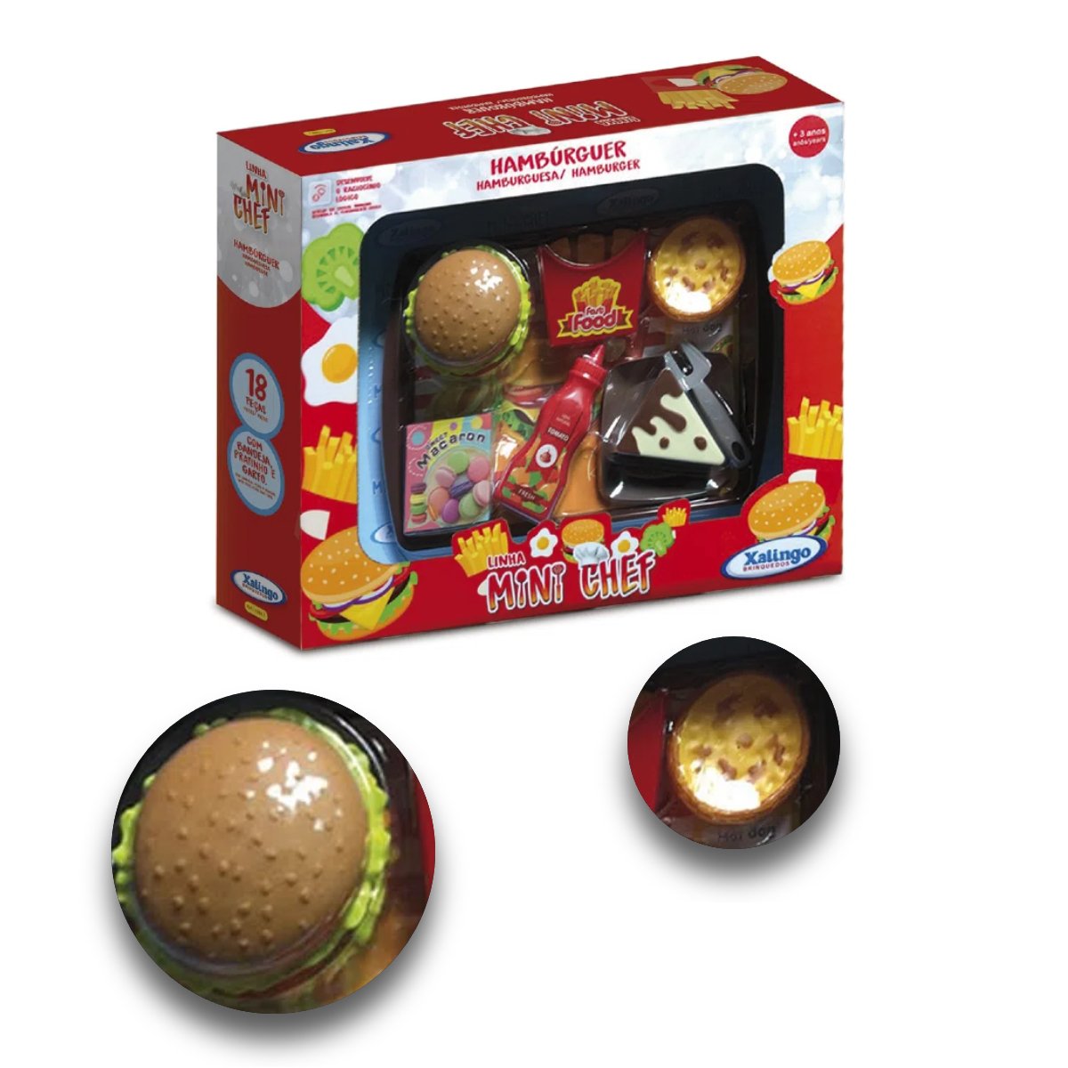 Brinquedo Mini Chef Hamúrguer 18 Peças Xalingo - 1588.7