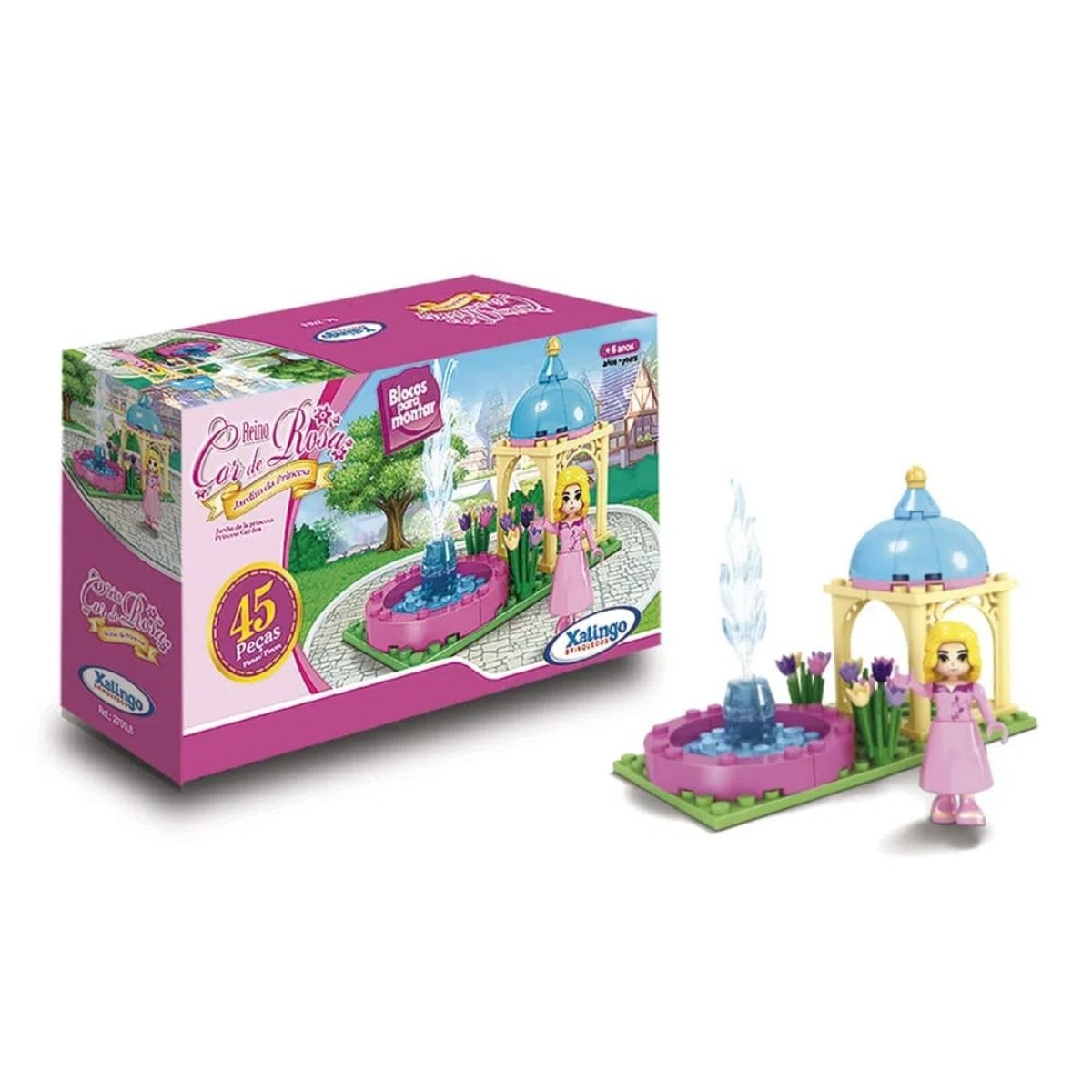 Brinquedo de Montar Reino Cor de Rosa Jardim da Princesa 45 Peças Xalingo - 2709.8
