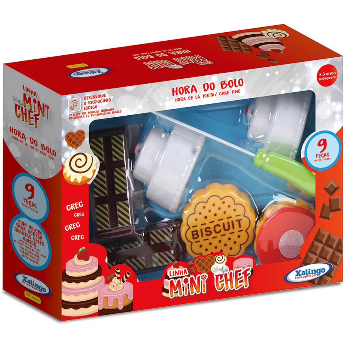 Brinquedo de Alimentos Mini Chef 9 Peças Hora do Bolo Com Acessórios Xalingo - 2782.1