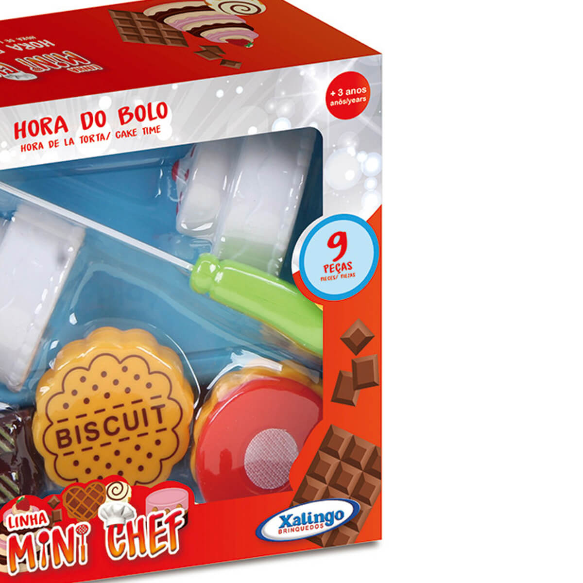 Brinquedo de Alimentos Mini Chef 9 Peças Hora do Bolo Com Acessórios Xalingo - 2782.1