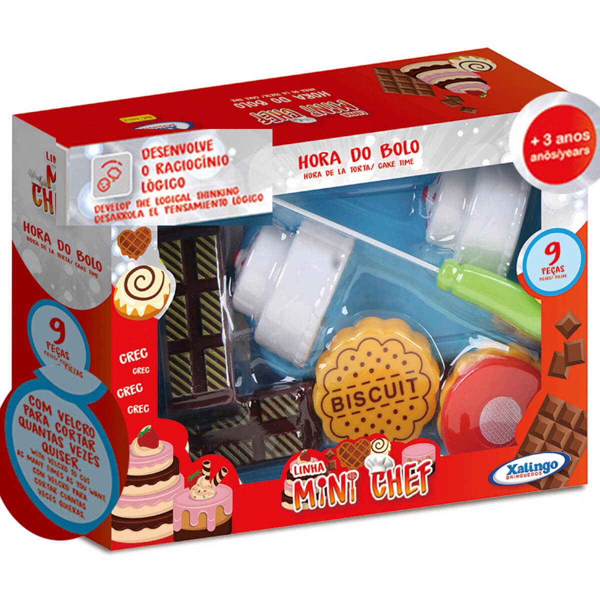 Brinquedo de Alimentos Mini Chef 9 Peças Hora do Bolo Com Acessórios Xalingo - 2782.1