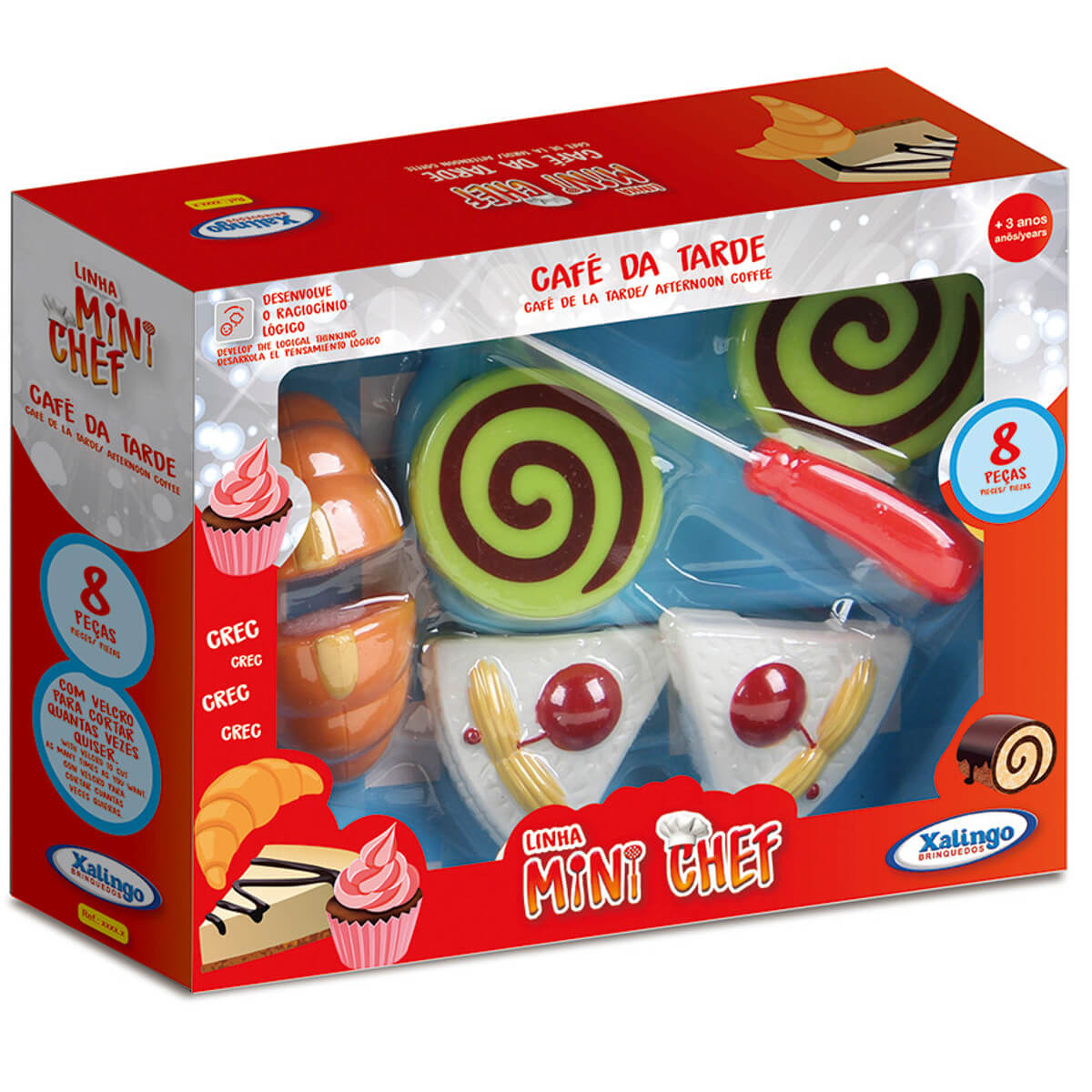 Brinquedo de Alimentos Mini Chef 8 Peças Café da Tarde Com Acessórios Xalingo - 2783.2