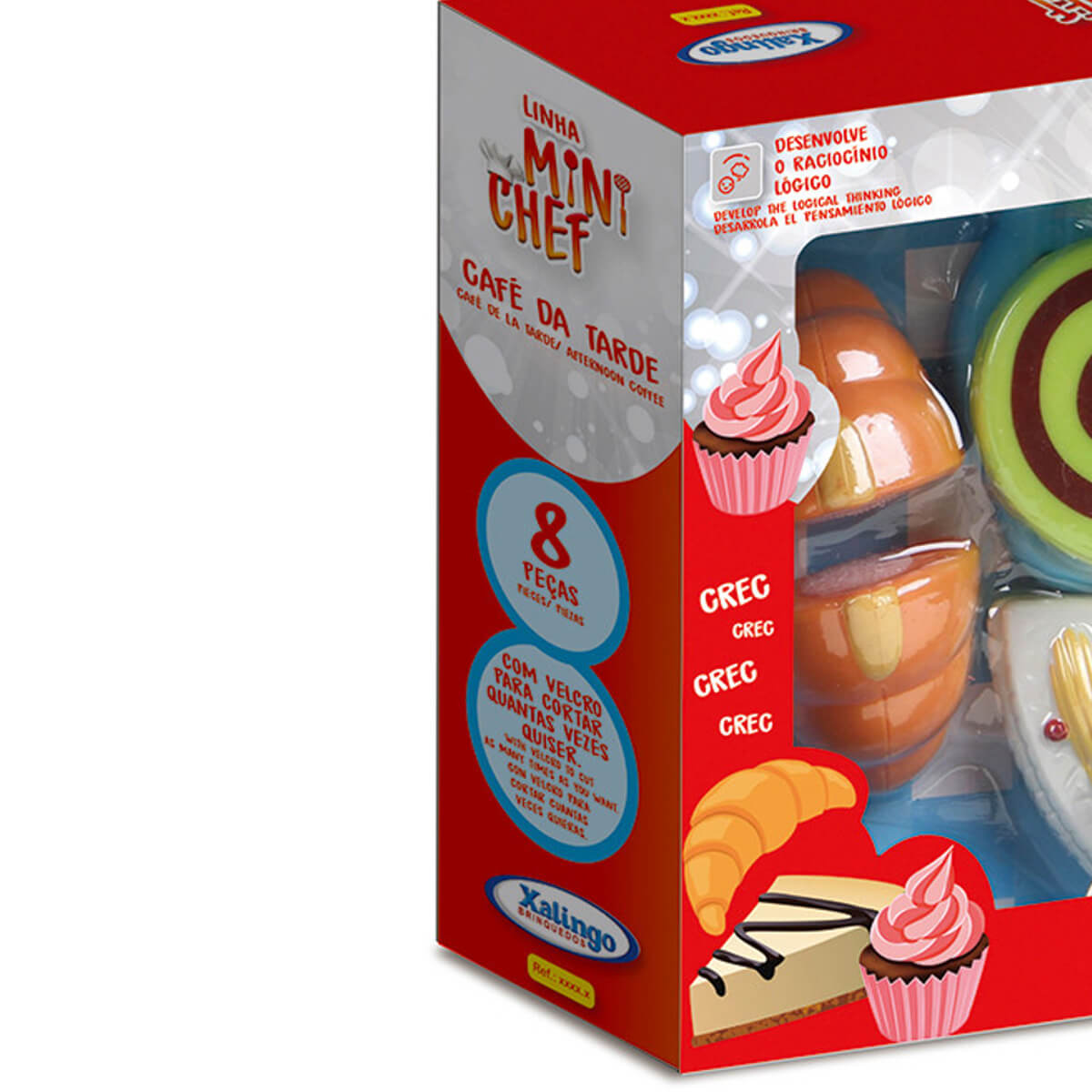 Brinquedo de Alimentos Mini Chef 8 Peças Café da Tarde Com Acessórios Xalingo - 2783.2