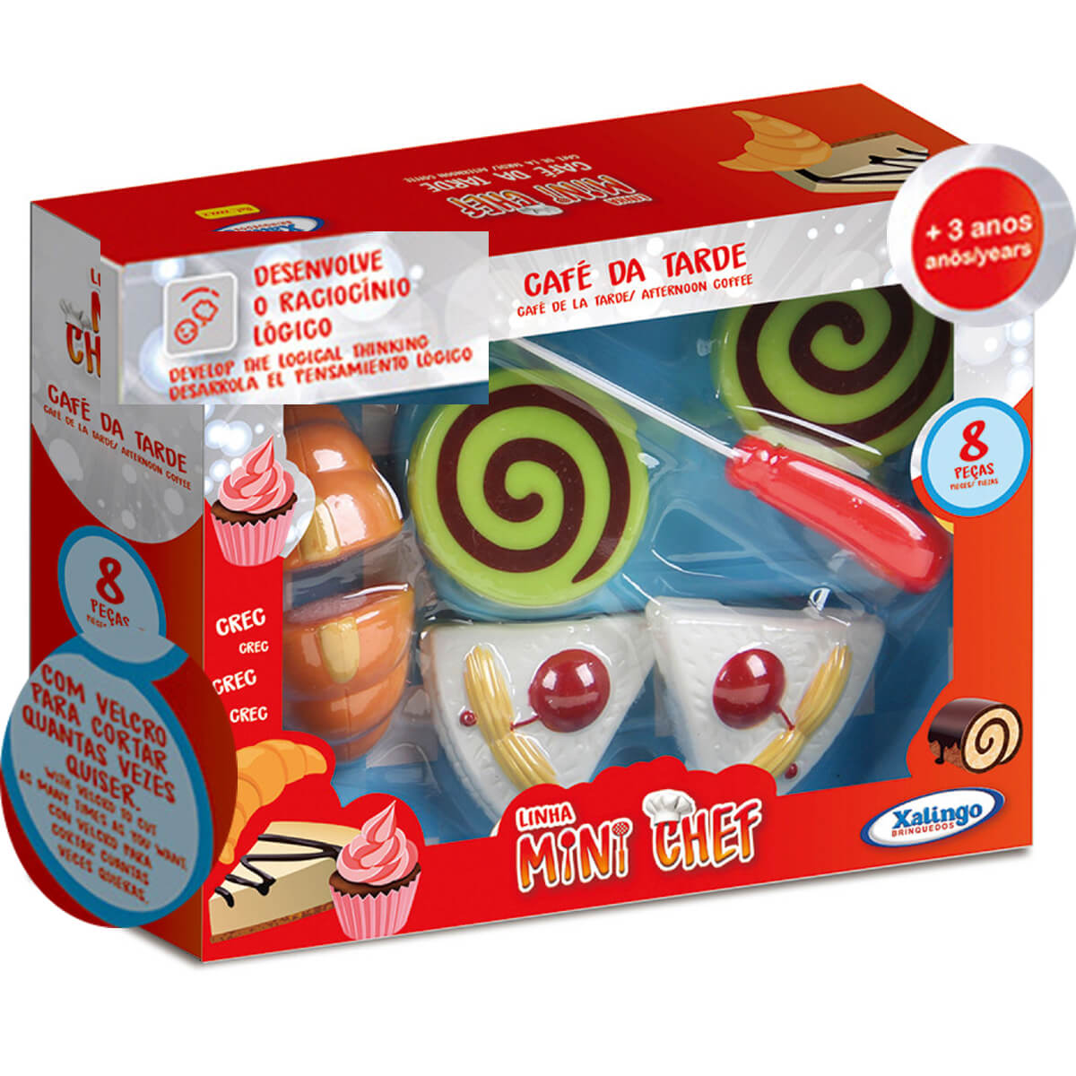 Brinquedo de Alimentos Mini Chef 8 Peças Café da Tarde Com Acessórios Xalingo - 2783.2