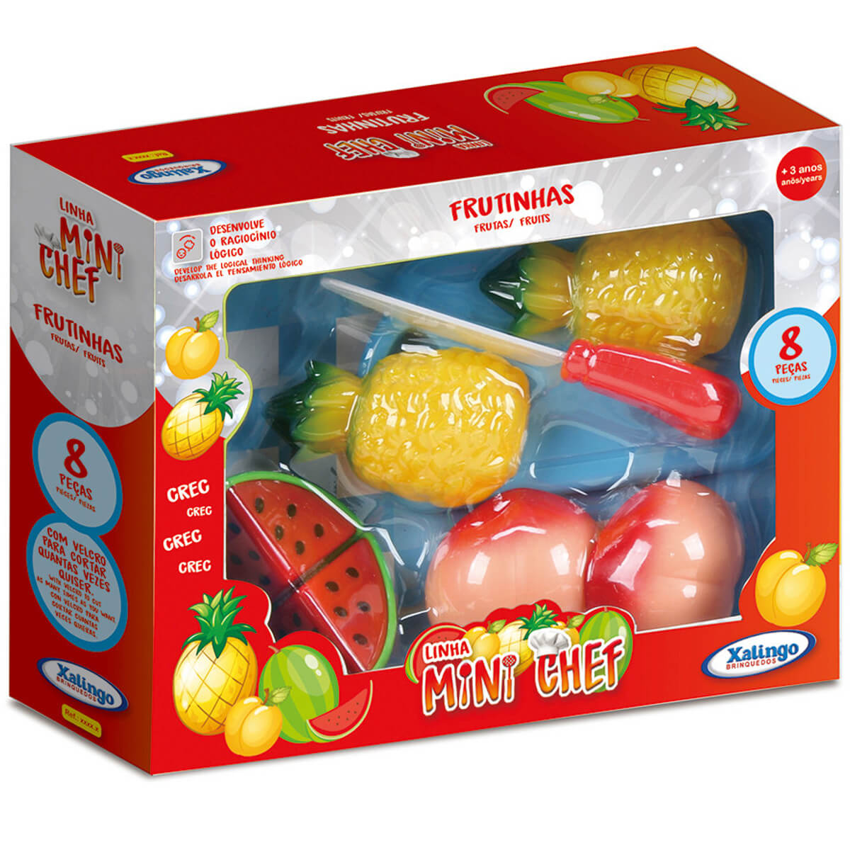 Brinquedo de Alimentos Mini Chef 8 Peças Frutinhas Com Acessórios Xalingo - 2784.3