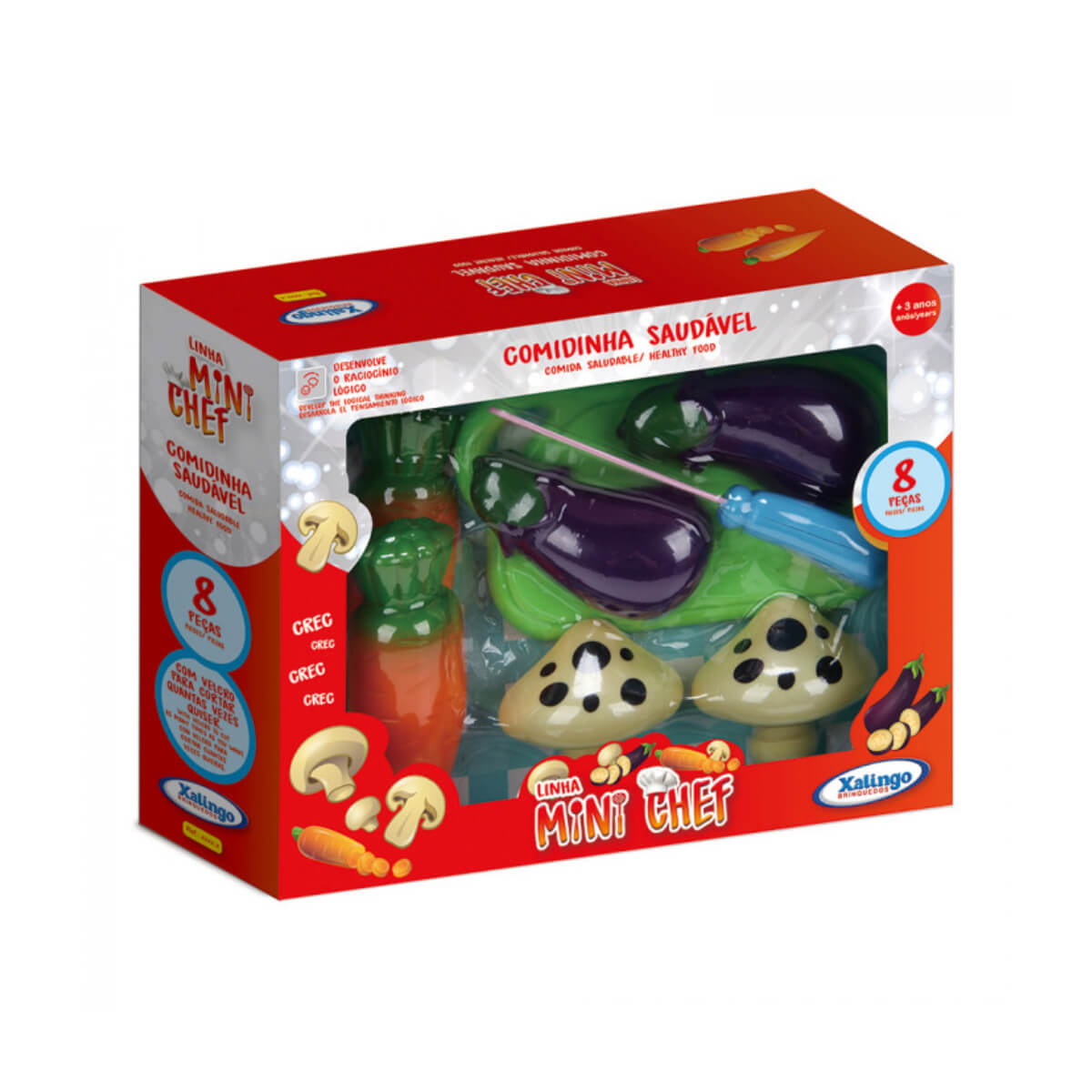 Brinquedo de Alimentos Mini Chef Cozinha Comidinha Saudavel 8 Peças Xalingo - 2787.6