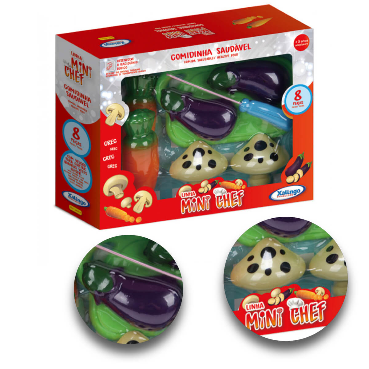 Brinquedo de Alimentos Mini Chef Cozinha Comidinha Saudavel 8 Peças Xalingo - 2787.6