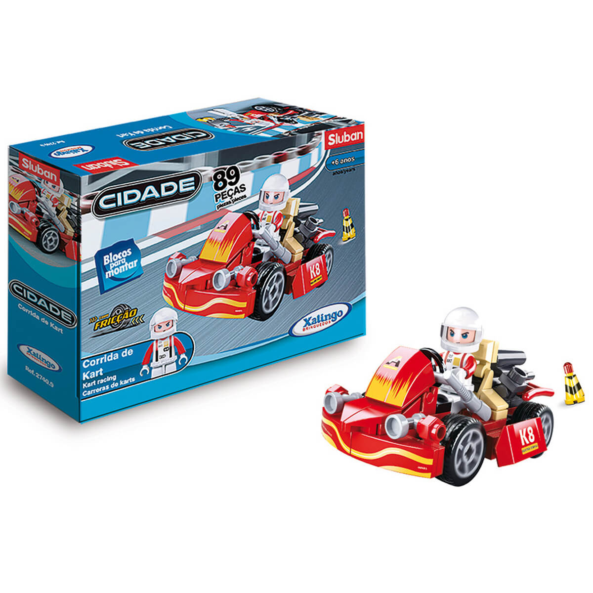 Brinquedo de Montar Cidade Corrida de Kart 89 Peças Xalingo - 2740.9