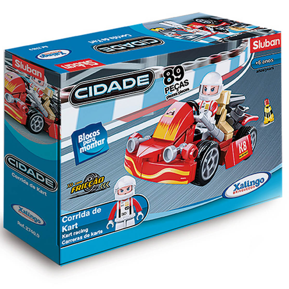 Brinquedo de Montar Cidade Corrida de Kart 89 Peças Xalingo - 2740.9