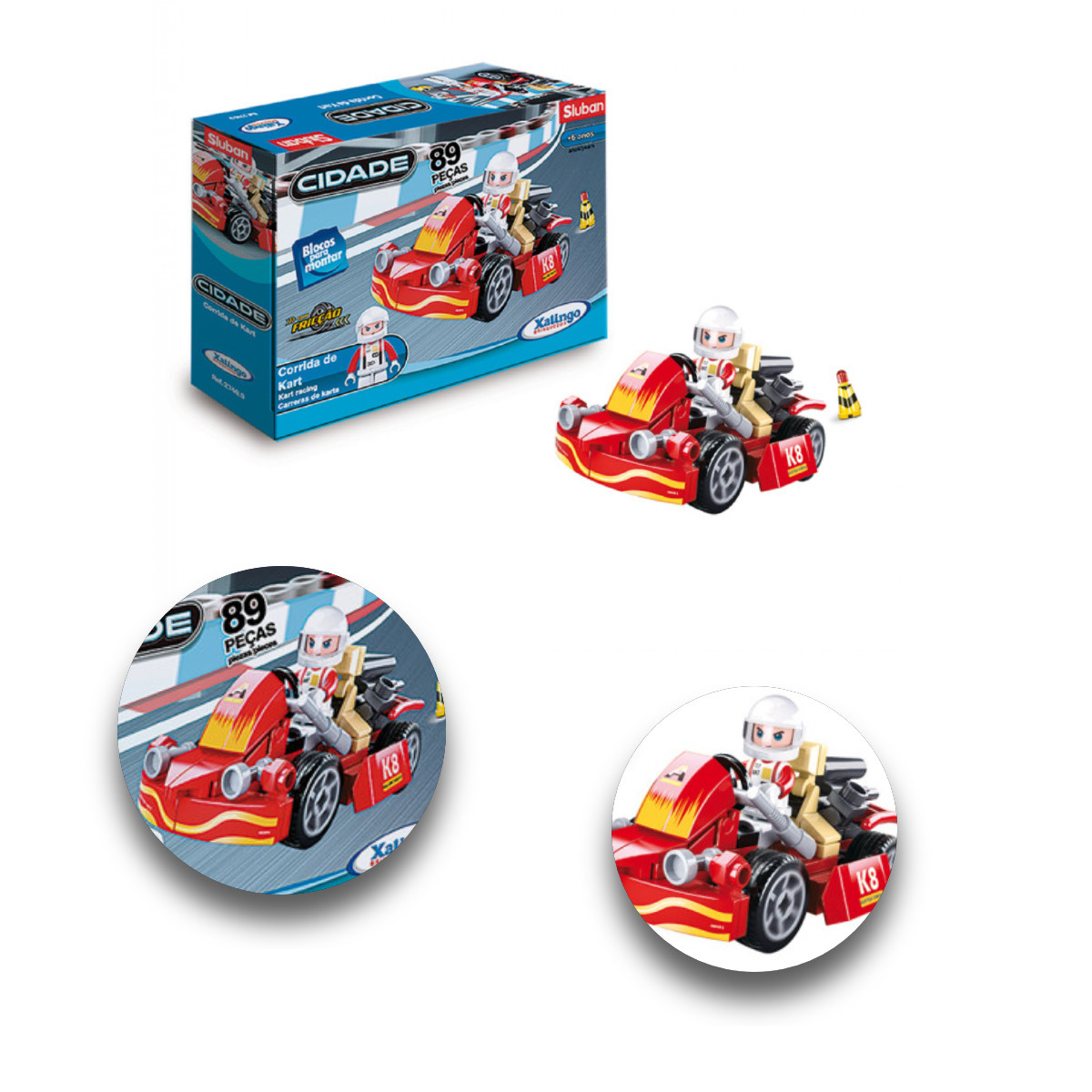 Brinquedo de Montar Cidade Corrida de Kart 89 Peças Xalingo - 2740.9