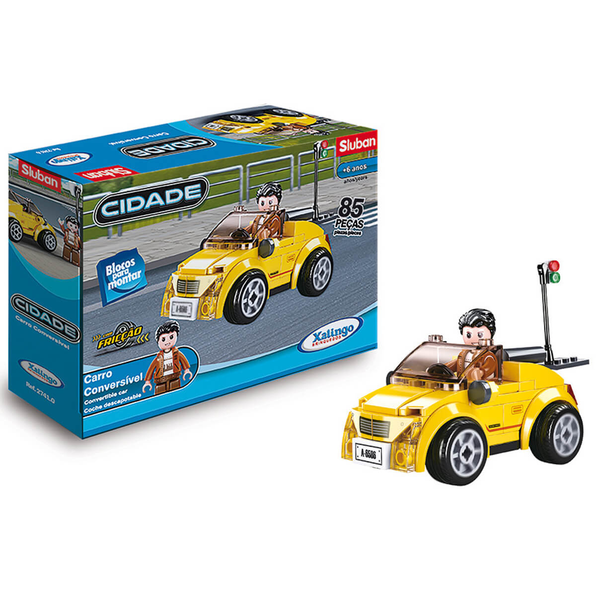 Blocos para Montar Carro Conversível 85 Peças Xalingo - 2741.0