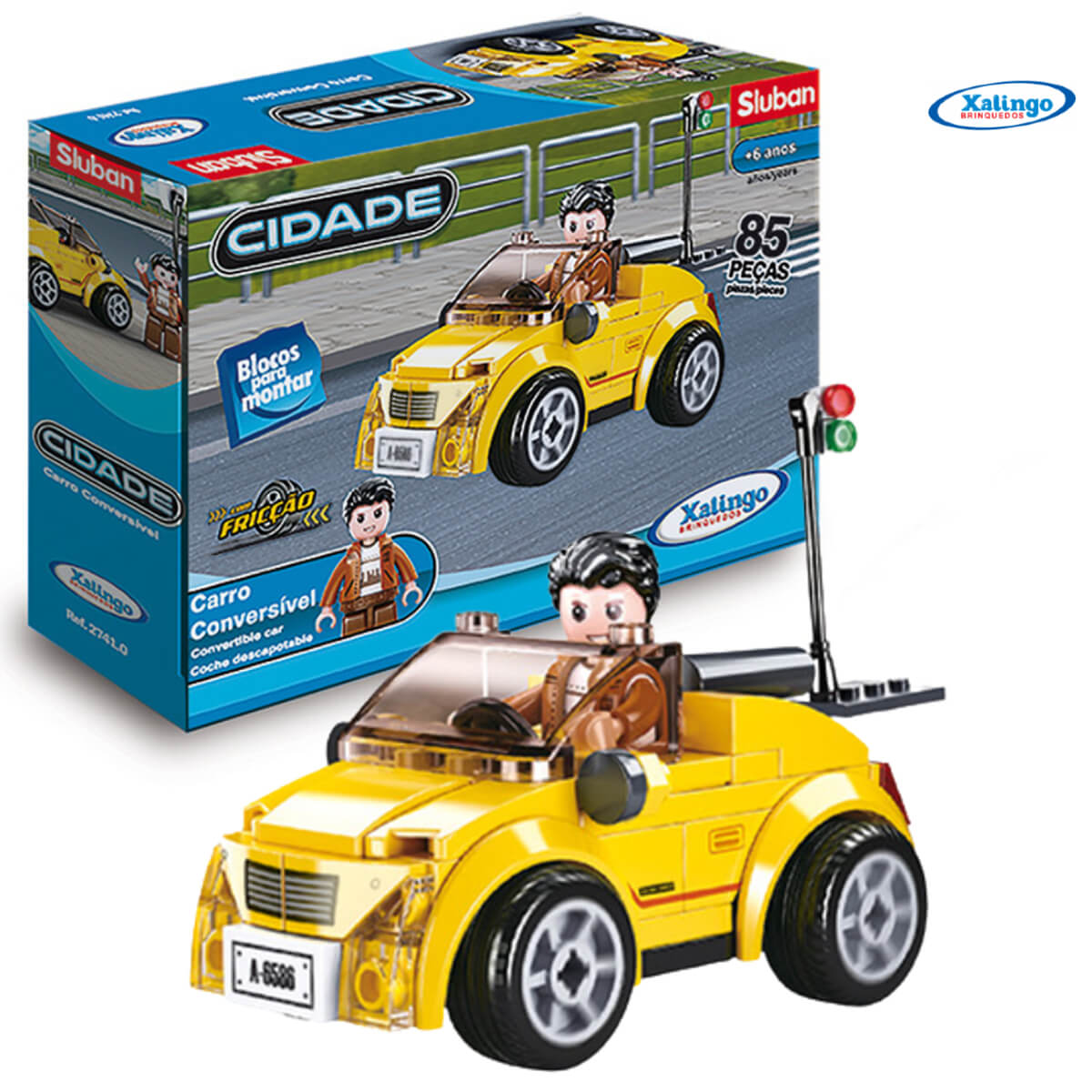 Blocos para Montar Carro Conversível 85 Peças Xalingo - 2741.0