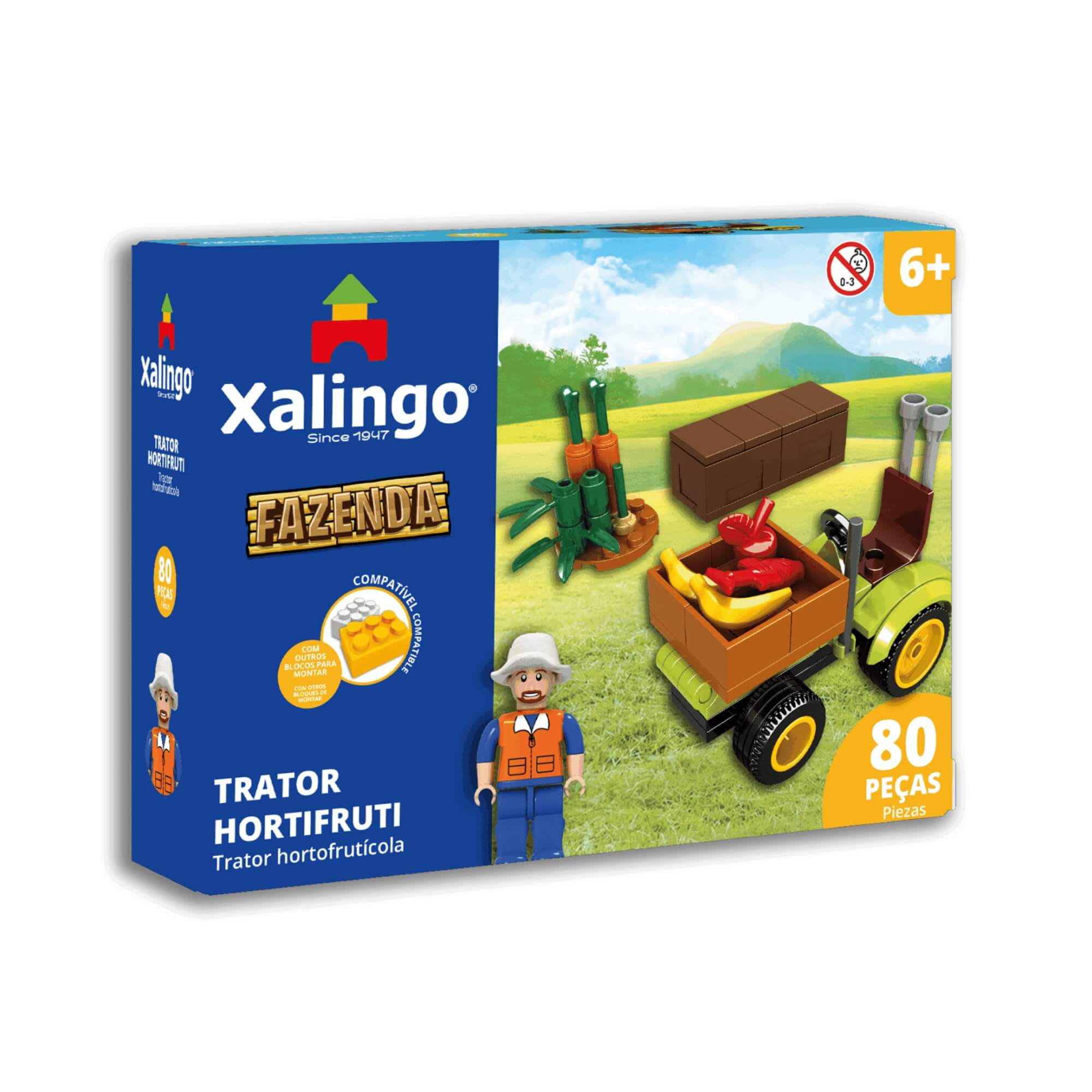 Blocos para Montar Fazenda Hortifruti Trator 80 Peças Xalingo - 2749.8