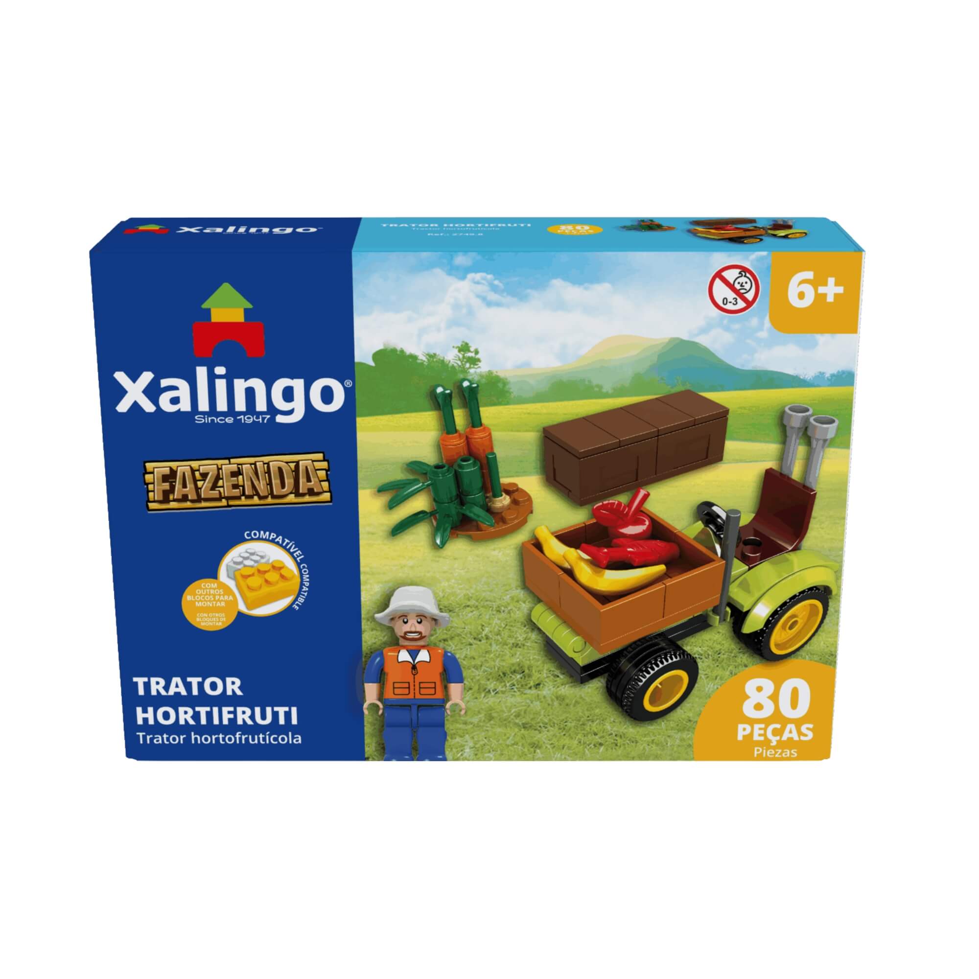 Blocos para Montar Fazenda Hortifruti Trator 80 Peças Xalingo - 2749.8
