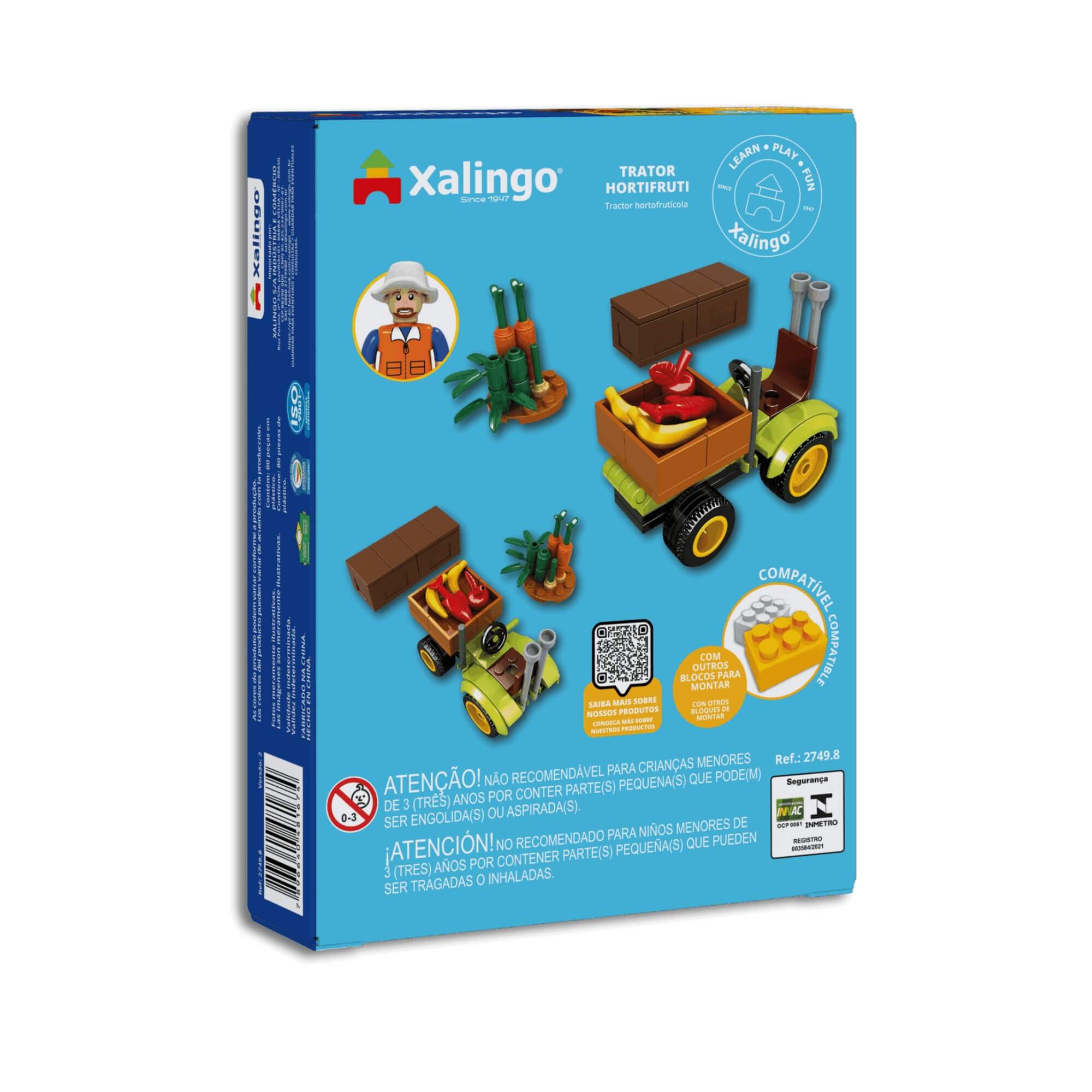 Blocos para Montar Fazenda Hortifruti Trator 80 Peças Xalingo - 2749.8
