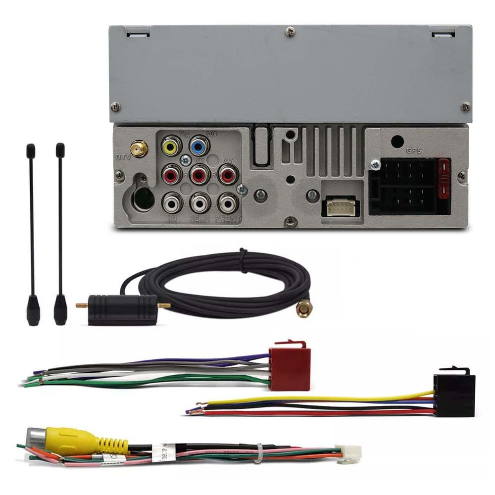 Kit Central Multimidia PST SP8730DTV Positron 2Din TV BT USB Mirror Connect DVD CD + Câmera de Ré + Mold Polo Ate 2012