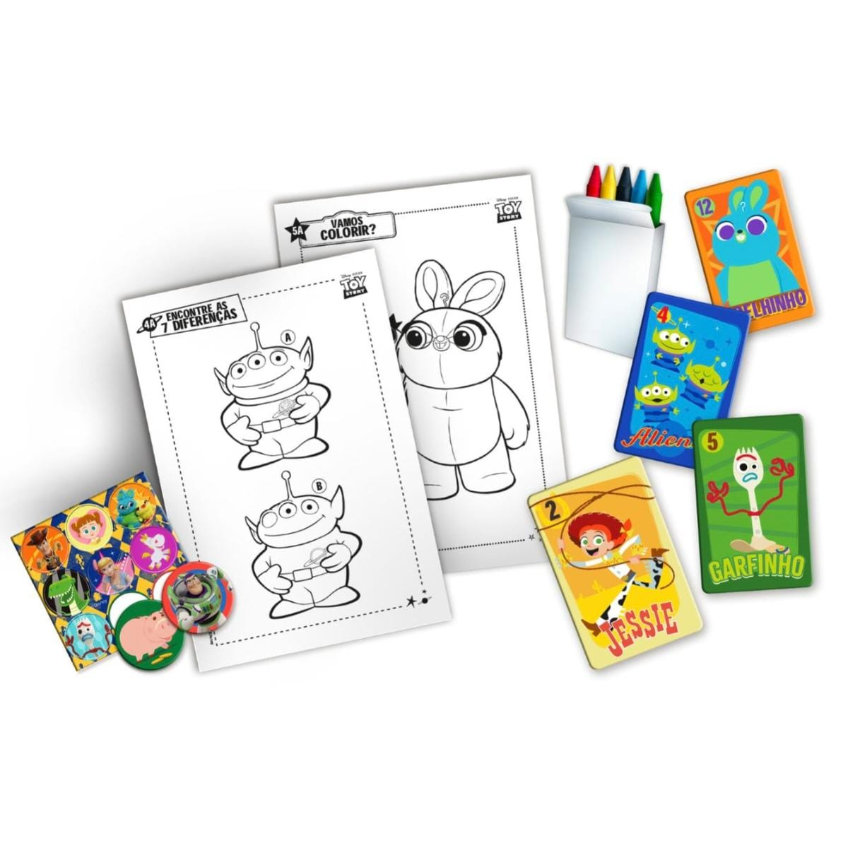 Brinquedo Box de Atividades Toy Story 4 6 jogos Diferentes e Giz de Cera para Colorir Copag 30824