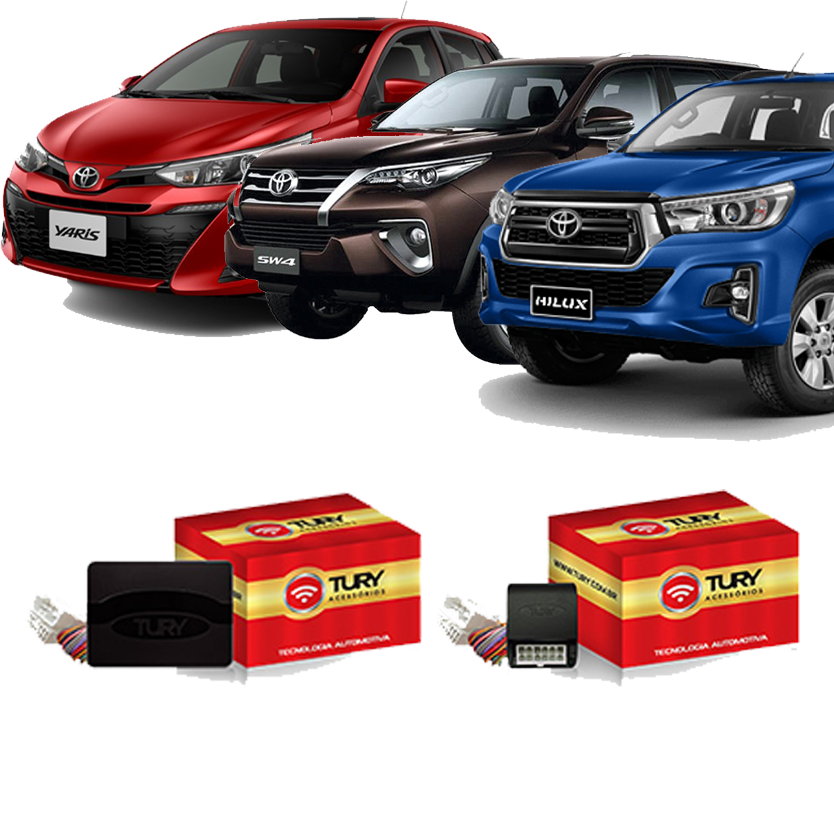 COMP Kit Módulo de Vidro Toyota Hilux SW4 Yaris PRO 4.77 EV Tury + Módulo de retrovisor elétrico PARK 2 AU