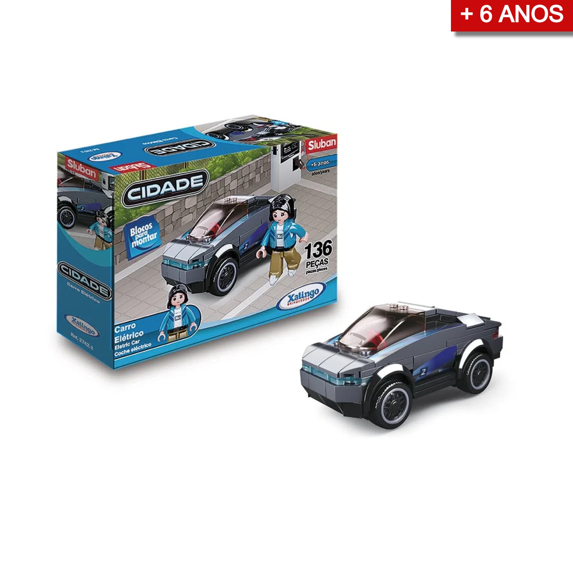 Brinquedo de Montar Réplica Carro Modelo Elétrico 136 Peças Xalingo - 2742.1