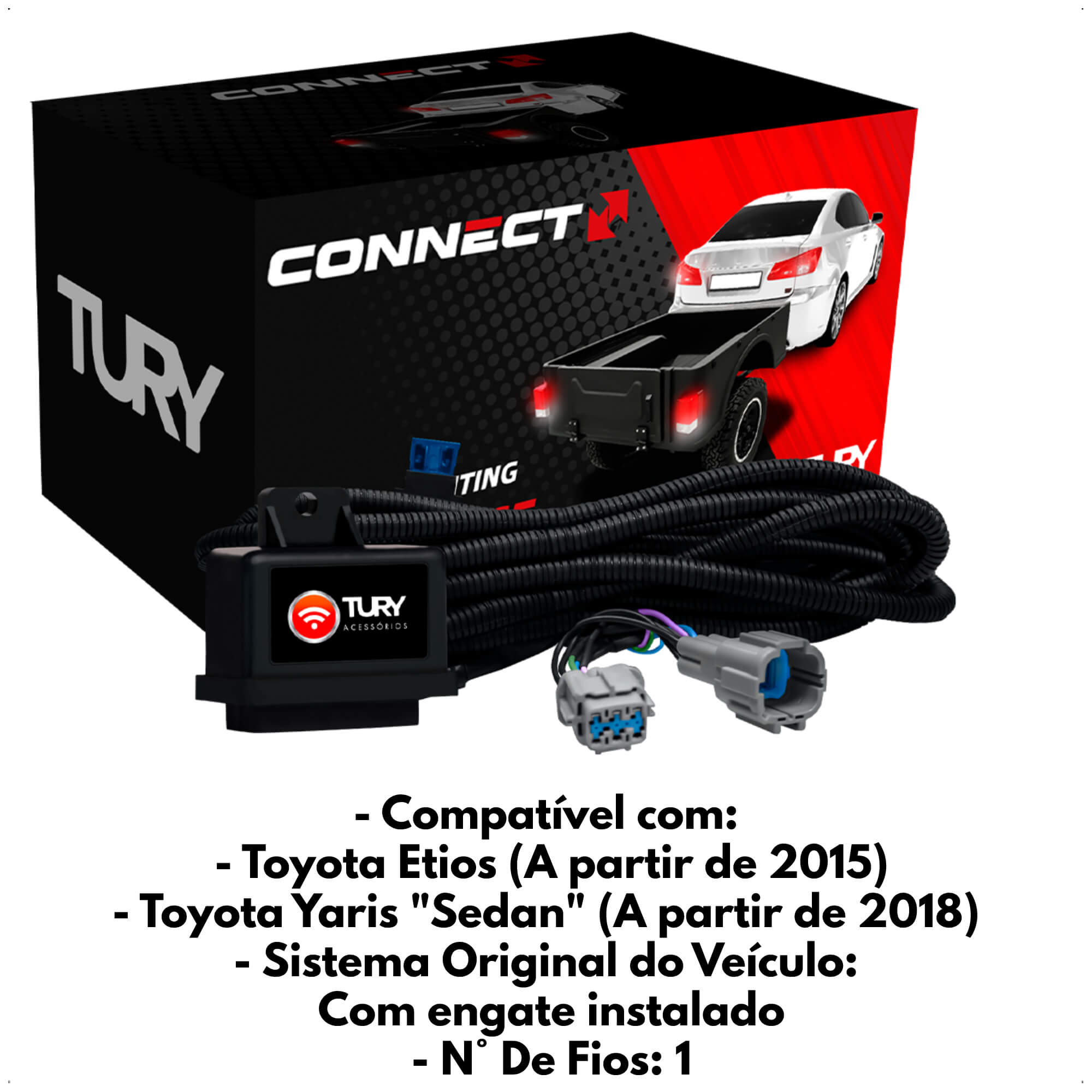 Módulo Proteção Elétrica p/ Engates em Veículos Etios Yaris a partir de 2015 Tury - CONNECT1CN