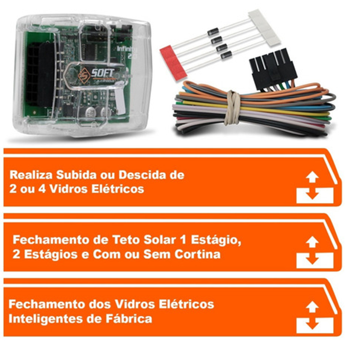 Módulo De Vidro Elétrico Universal 2 ou 4 portas com vidros e Teto Solar INFINITY 2.0 Soft - AA.56.0001