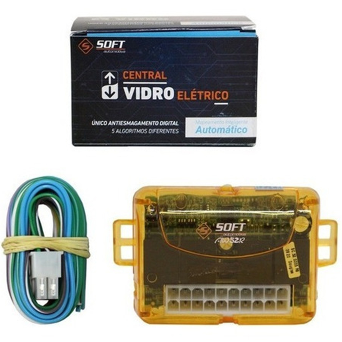Módulo De Vidro Elétrico Universal 2 Portas Linha Renault Subida Descida Automática AW52R-Soft