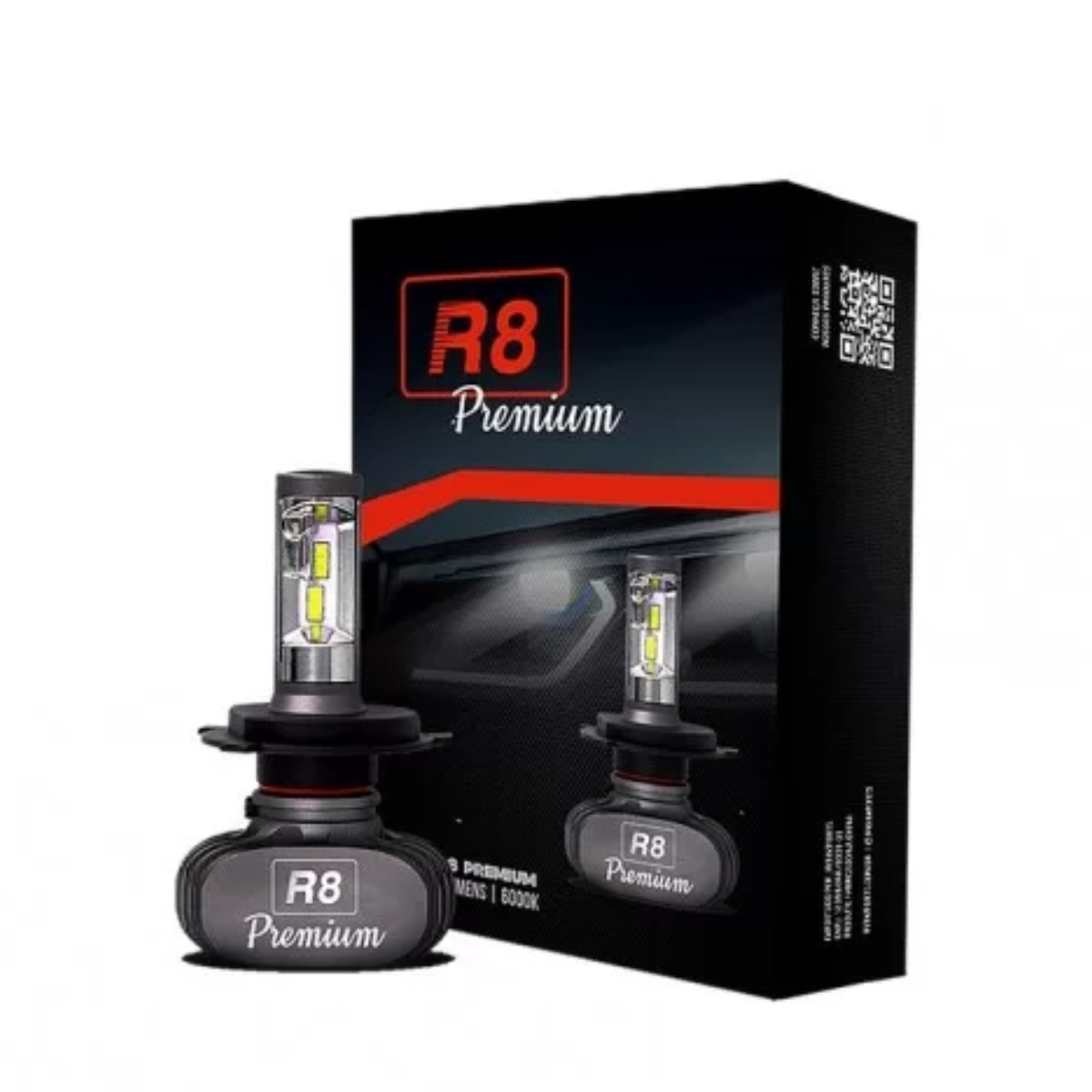 Kit Lâmpada LED Premium H4 6500K 4000 Lumens JR8 - JH0R8PH4