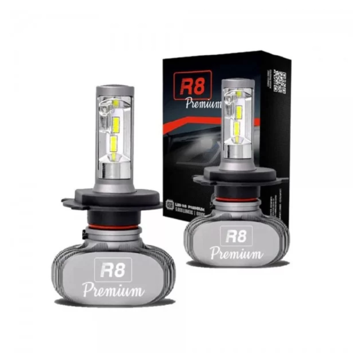 Kit Lâmpada LED Premium H4 6500K 4000 Lumens JR8 - JH0R8PH4