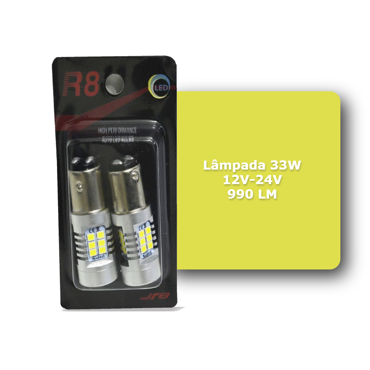Lâmpada R8 1157 BAY 15D 33W 50000Hrs 12V-24V 990LM Duas Tonalidades 6000K-6500K