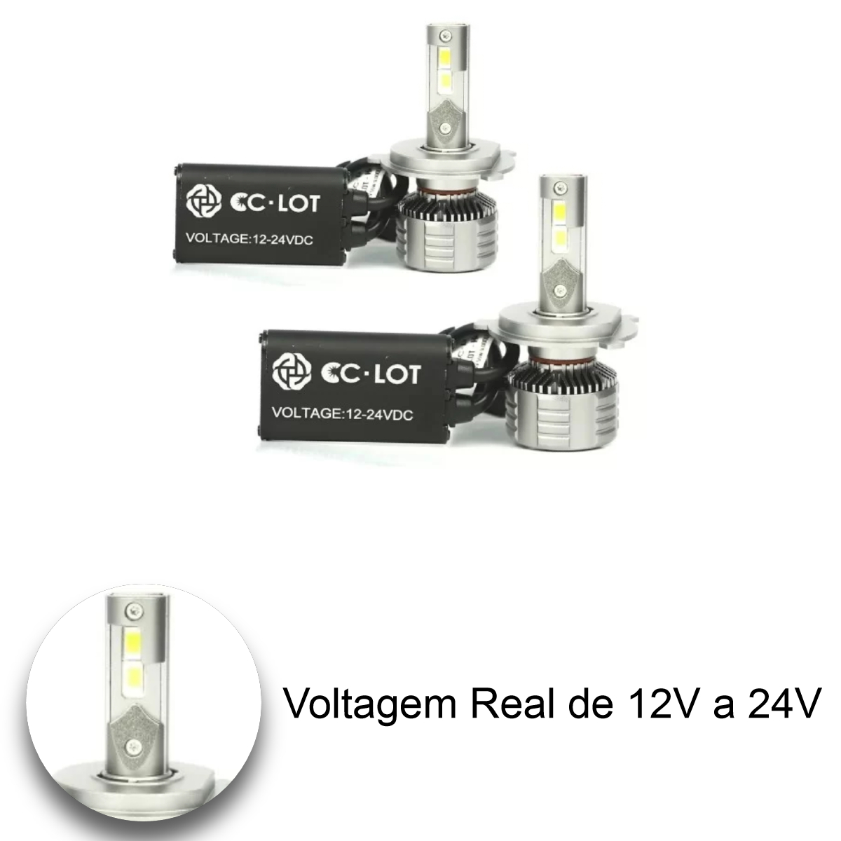Kit Lâmpada Ultra LED CC-LOT Black Diamond H4 JR8 6000K com Canceller 9000 Lumens - YXF-F13-H4