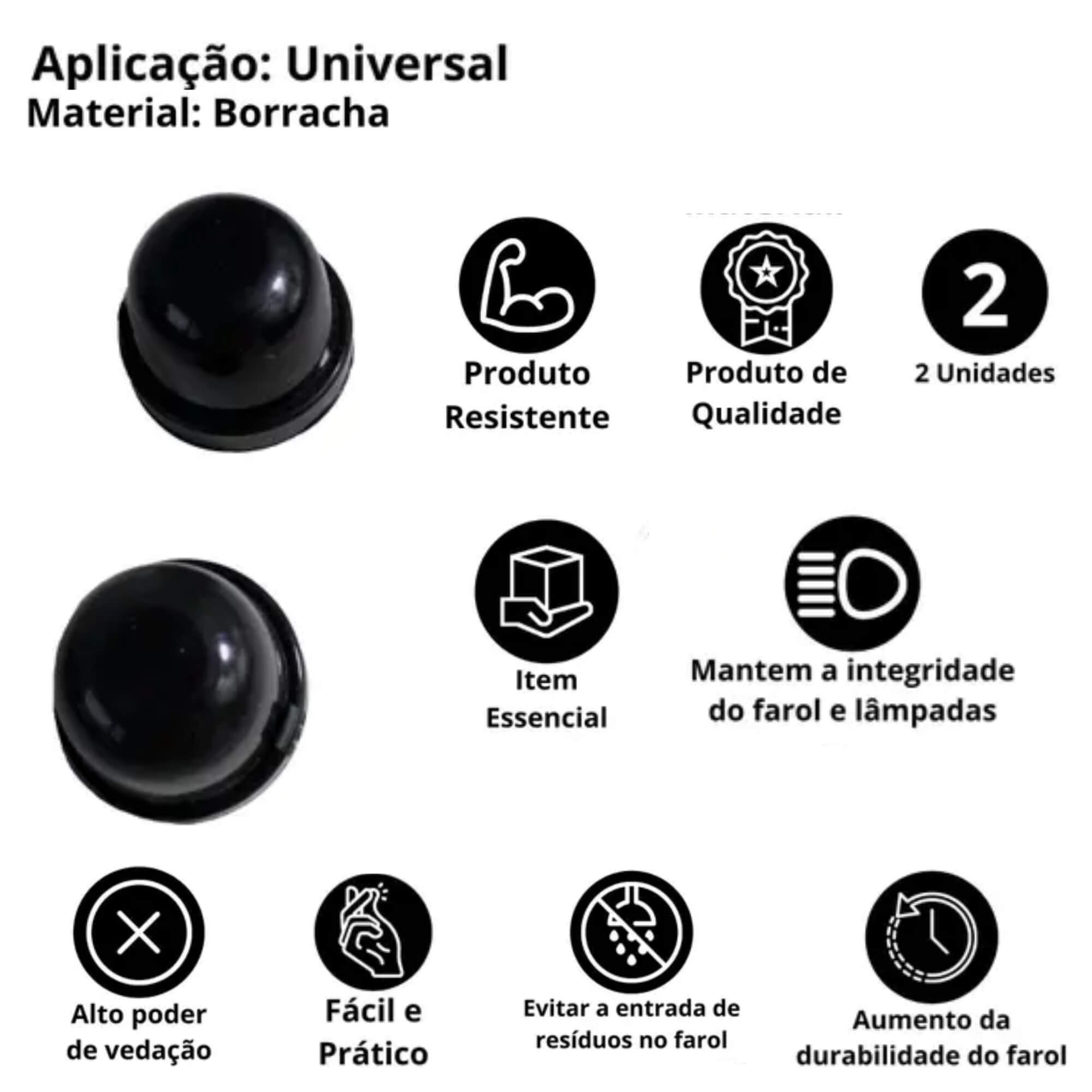 Par de Borracha, Bucha ou Tampa de Vedação para Farol Led G8/5,5 cm JR8 - JH0BVEDG11