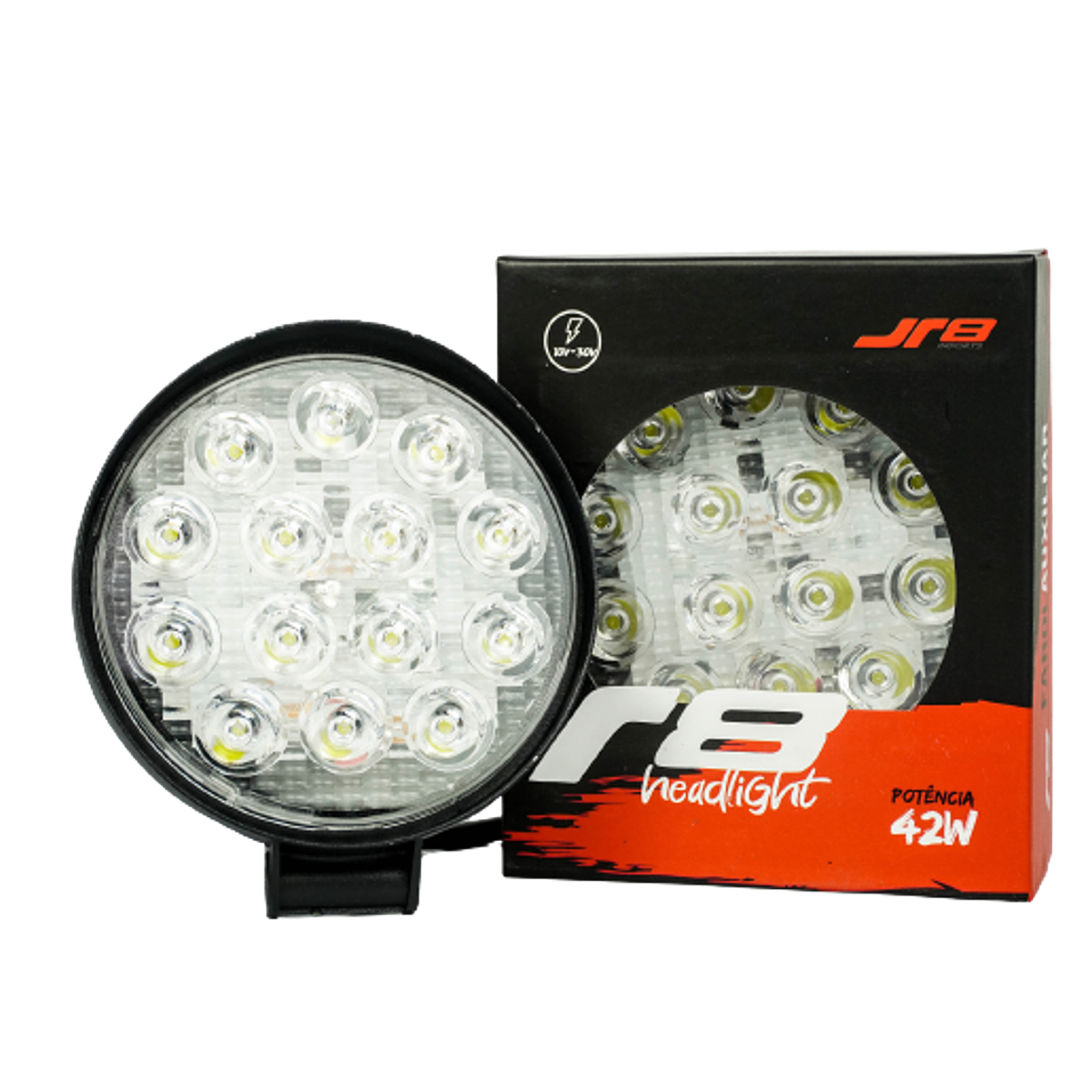 Farol Auxiliar FG01-42W R8 14 LED 6000K 10-30V Resistente à Água - JR8 JH0FA42WR14