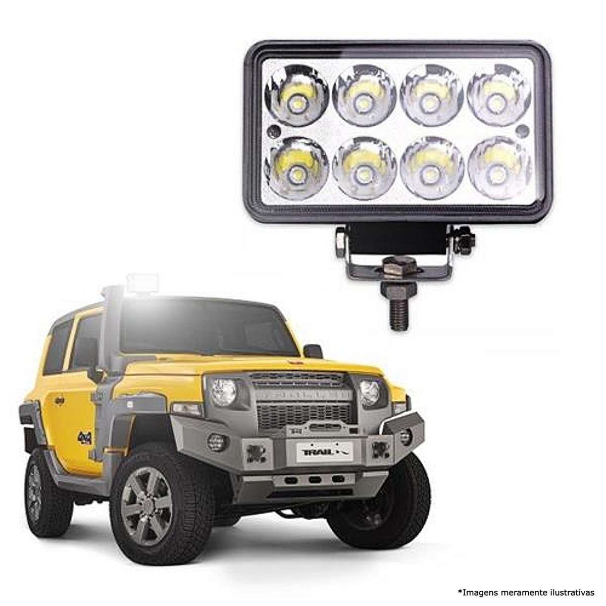 Farol Auxiliar FG47-24W R8 8 LED 6000K 10-30V Resistente à Água Alta Iluminação JR8 JH0FA24WRT8