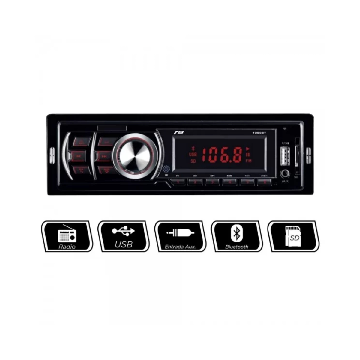 Rádio Automotivo Bluetooth USB / SD / AUX MP3 FM Micro SD LED JR8 - JT1000BT