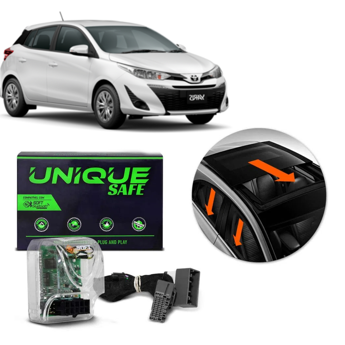 Módulo Fechamento Vidro Elétrico Teto Solar Toyota Yaris 2020 Infinity Soft Automotiva-AA.31.0060