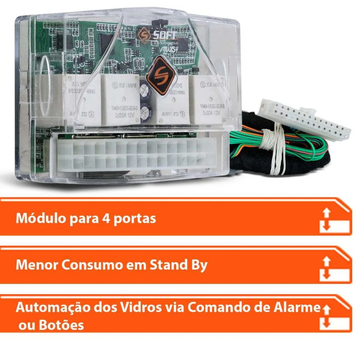 Módulo Central Vidro Elétrico Ford KA KA+ 2014-2021 Ecosport 2013-2017 AW54 4V Soft - AA.54.0013