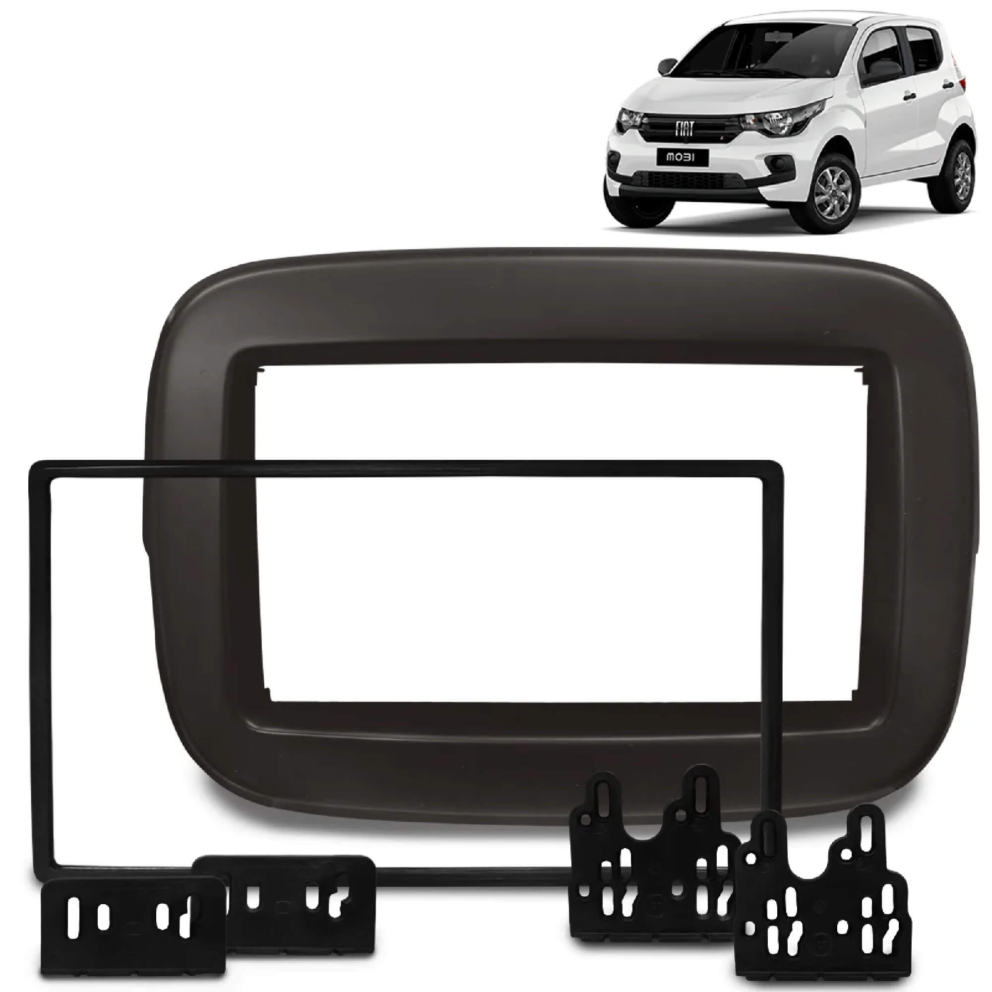 Moldura 2 Din 7 Polegadas Mobi 2016 2017 2018 2019 2020 2021 2022 Marrom Expex - EPX FT-550