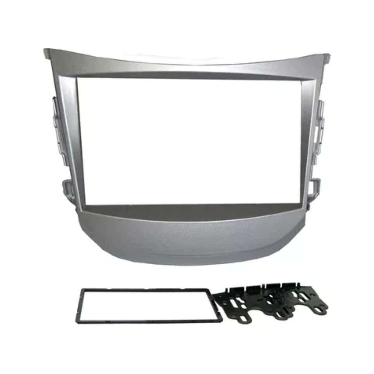 Moldura Painel HB20 2012-2019 s/ Aro do Difusor Ar Prata 2 Din (Chinês e Japonês) JP/CH-EPX HY-554