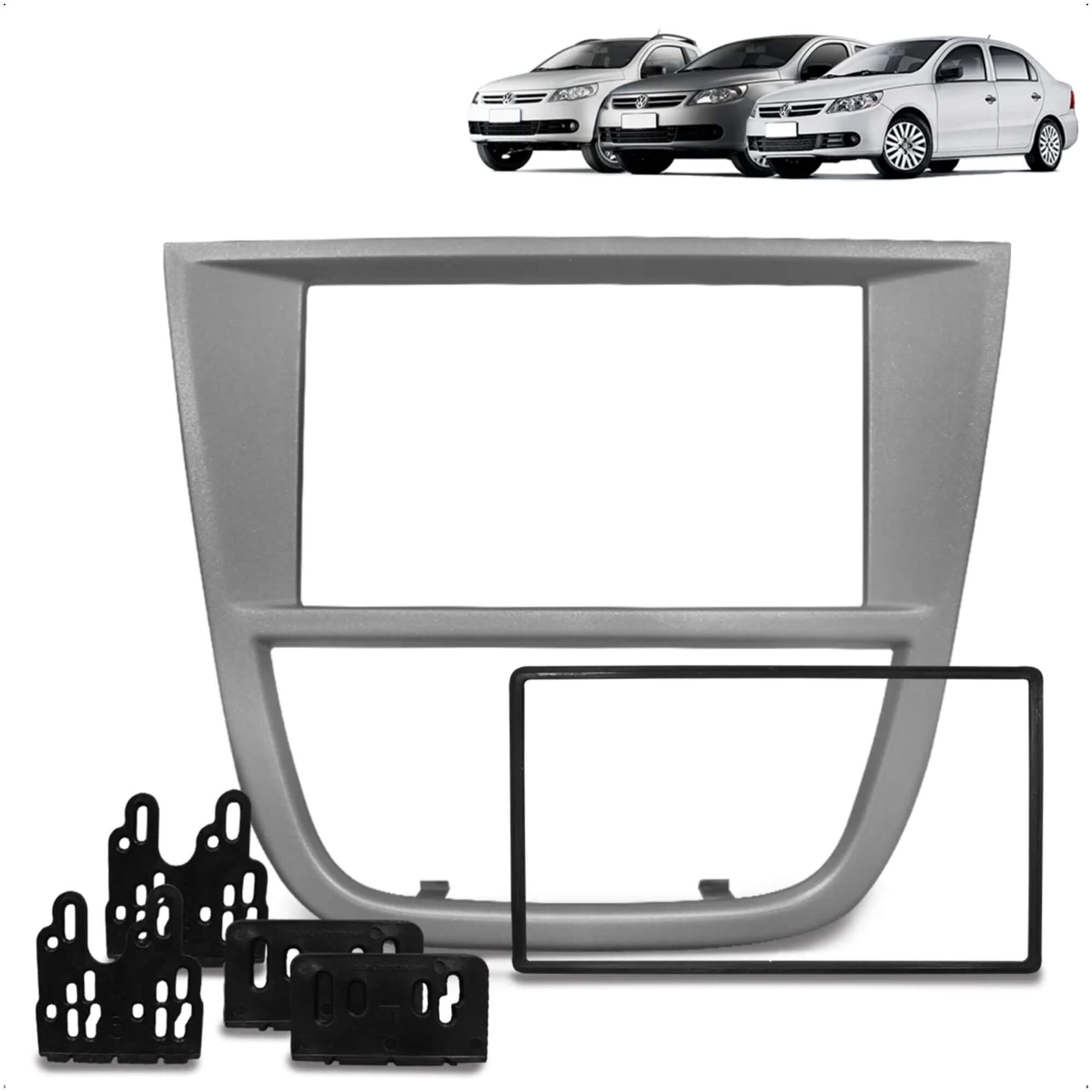 Moldura 2 Din 7 Pol. Gol/Voyage/Saveiro Cross/Tropper Cinza JP/CH G5 s/ Botão Expex - EPX VW-557